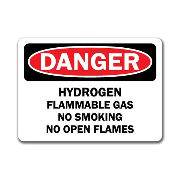 Signmission Danger-Hydrogen Flammable Gas No Smoking Flames-10x14 OSHA, DS-Hydrogen Flammable Gas No Smoking DS-Hydrogen Flammable Gas No Smoking - main